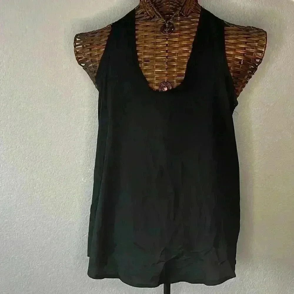 Black Isabell Rodrigues racerback raw edge tank L Y2K 90s goth Indie Sleaze core